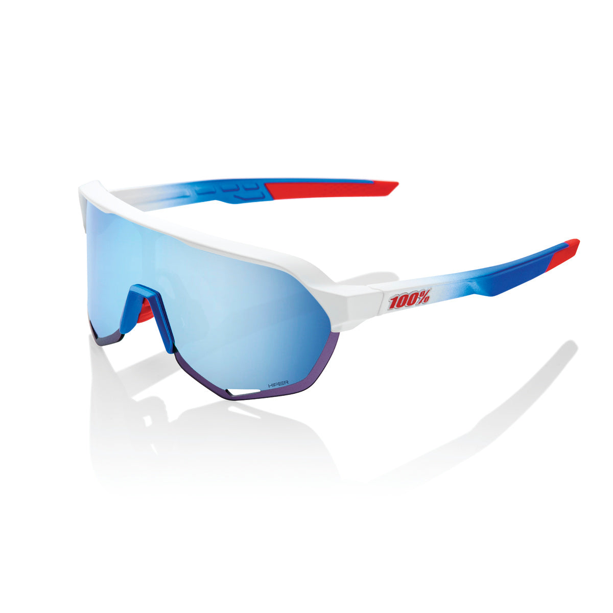 S2 - TotalEnergies Team Matte White / Metallic Blue - HiPER Blue Multilayer Mirror Lens
